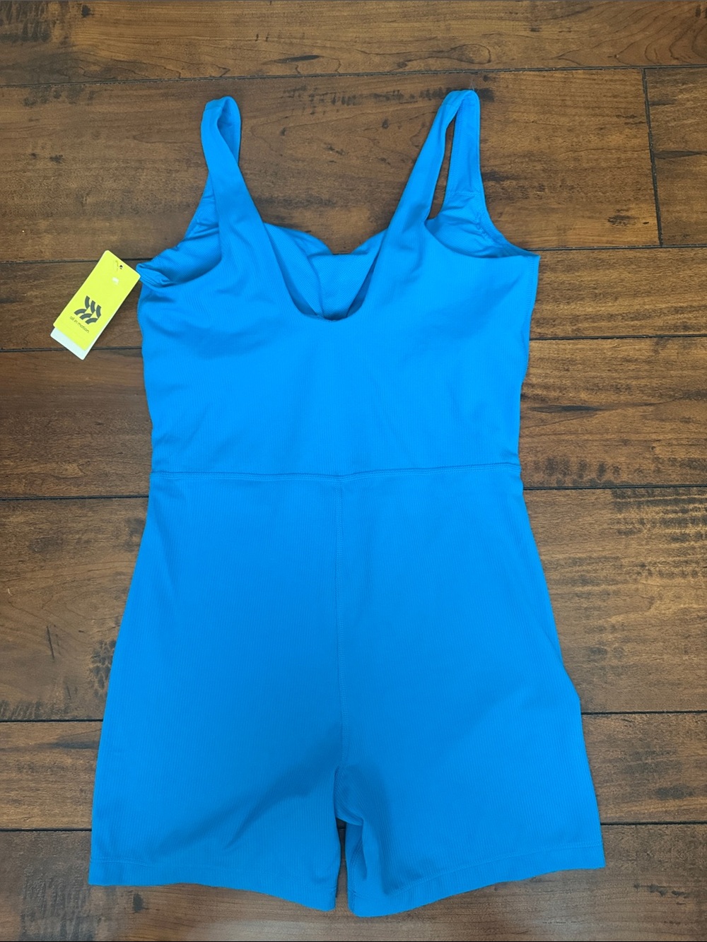 Bright Blue Ribbed Romper - Picture 2 of 6